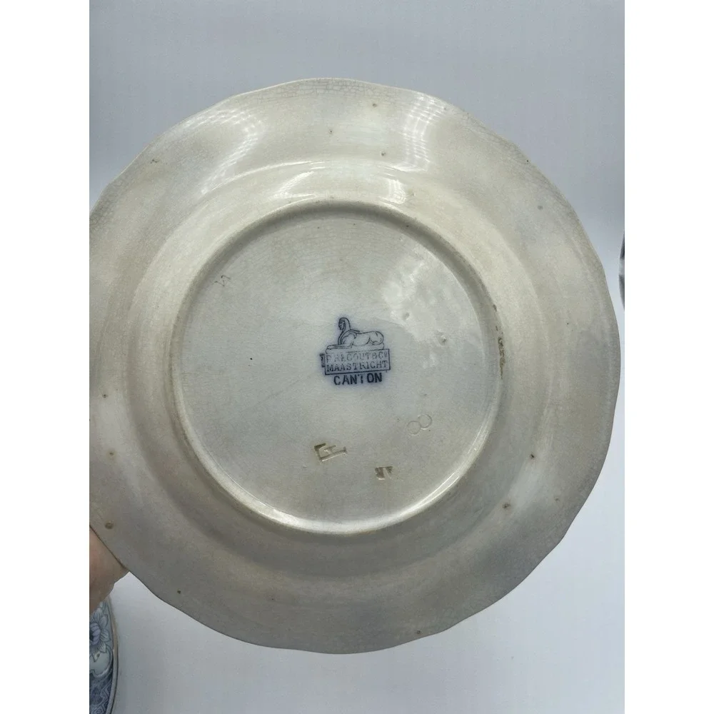 3 pc Antique‎ P. Regout Canton Chinese Pattern Polychrome Transferware Plates